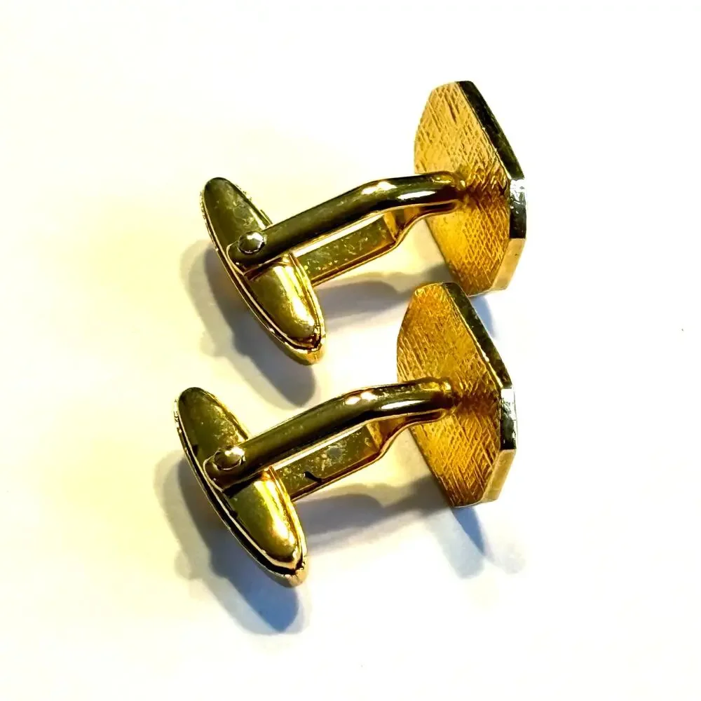 German Gold & Black cufflinks classic mid century men's jewelry hallmarked
